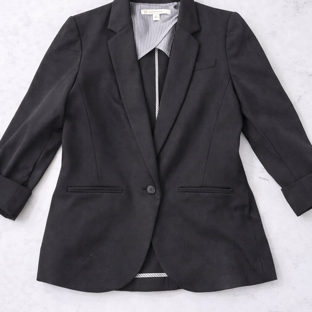 LC Lauren Conrad Black Blazer Jacket Size 12 Tailored Career Classic